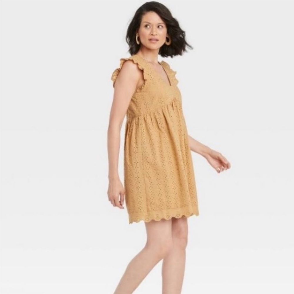 Knox Rose Mustard Gold Eyelet Dress NWT - Picture 5 of 6